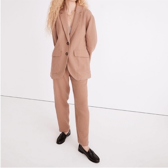 Madewell Cotton-Linen Relaxed Larsen Blazer Sz Medium Double Gauze Oversized - Picture 2 of 8